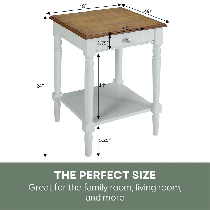 Pemberly Row End Table with Drawer and Shelf in Driftwood and White
