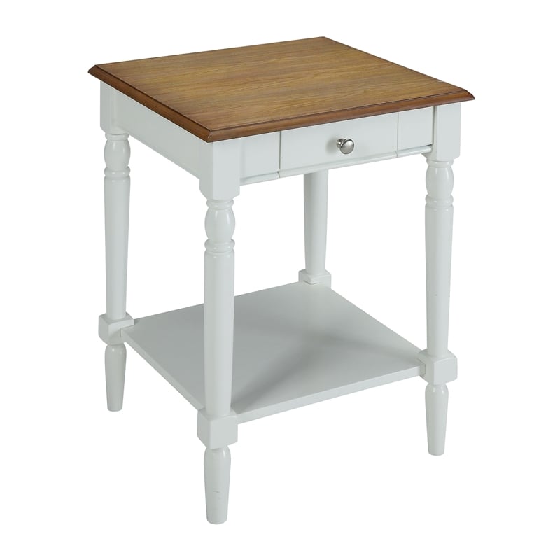 Pemberly Row End Table with Drawer and Shelf in Driftwood and White
