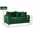 Pemberly Row Contemporary Velvet Loveseat in Green with Customizable Legs