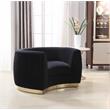 Pemberly Row Velvet Accent Chair in Black with Gold Base