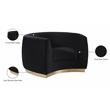 Pemberly Row Velvet Accent Chair in Black with Gold Base