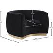 Pemberly Row Velvet Accent Chair in Black with Gold Base
