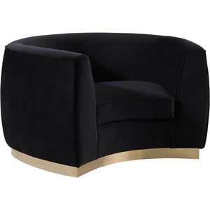Pemberly Row Velvet Accent Chair in Black with Gold Base