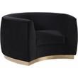 Pemberly Row Velvet Accent Chair in Black with Gold Base