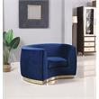Pemberly Row Velvet Accent Chair in Navy Fabric with Gold Base