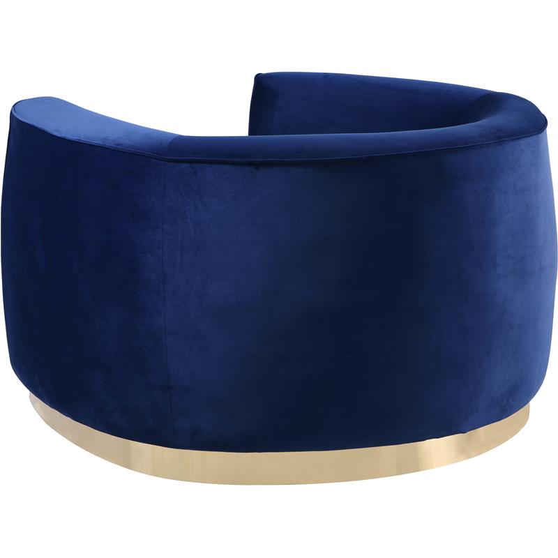 Pemberly Row Velvet Accent Chair in Navy Fabric with Gold Base