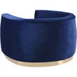 Pemberly Row Velvet Accent Chair in Navy Fabric with Gold Base