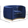 Pemberly Row Velvet Accent Chair in Navy Fabric with Gold Base