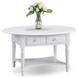 Pemberly Row Oval Coffee Table with Drawer and Shelf in Orchid White