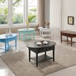 Pemberly Row Oval Coffee Table with Drawer and Shelf in Orchid White