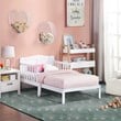 Pemberly Row Birdie Contemporary Toddler Bed with Safety Rails in White