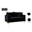Pemberly Row Contemporary Velvet Loveseat in Black with Gold and Chrome Legs