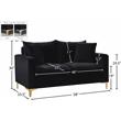 Pemberly Row Contemporary Velvet Loveseat in Black with Gold and Chrome Legs