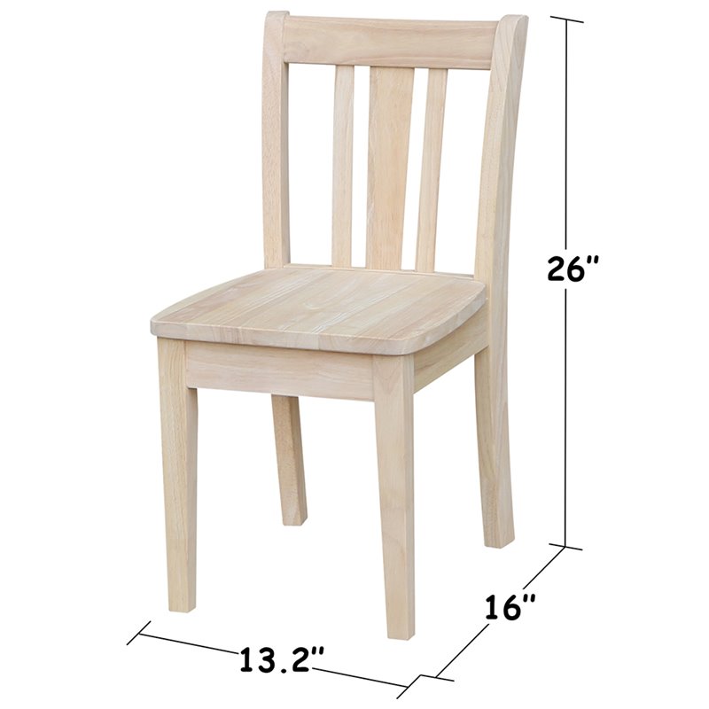 Pemberly Row Unfinished Kids Chair (Set of 2) in Solid Wood