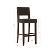 Pemberly Row Faux Leather Bar Stool in Brown with Espresso Wood Finish