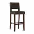 Pemberly Row Faux Leather Bar Stool in Brown with Espresso Wood Finish