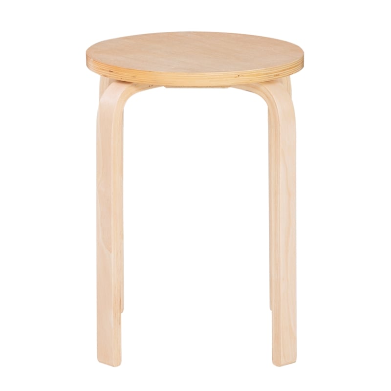 Pemberly Row Bentwood Round Stacking Wood Stools in Natural Finish (Set of 4)
