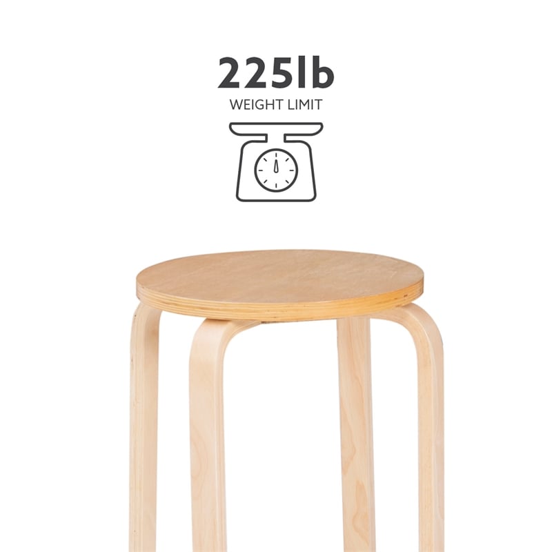 Pemberly Row Bentwood Round Stacking Wood Stools in Natural Finish (Set of 4)