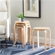Pemberly Row Bentwood Round Stacking Wood Stools in Natural Finish (Set of 4)