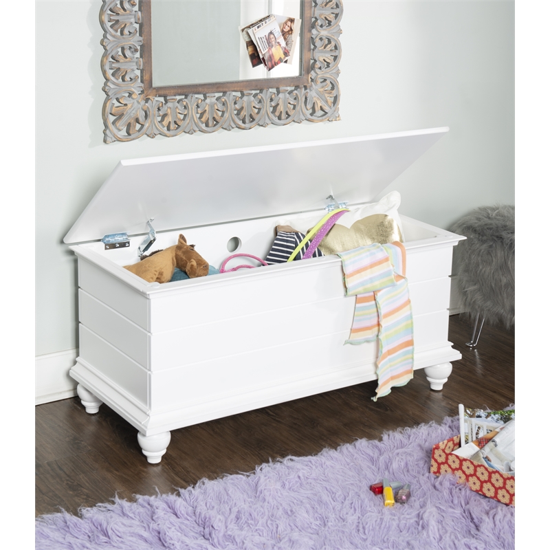 Pemberly Row Cedar Lined Storage Chest Faux Plank Details in White