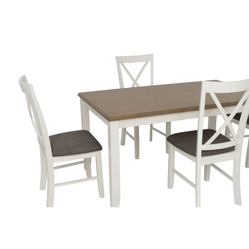 Pemberly Row 5 Piece Upholstered Dining Set Wood Taupe and White