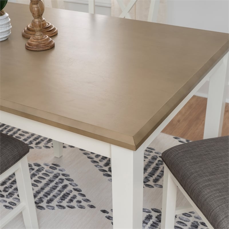 Pemberly Row 5 Piece Upholstered Dining Set Wood Taupe and White