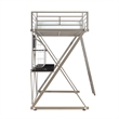 Pemberly Row Metal Twin Loft Bed with Desk in Pewter Finish