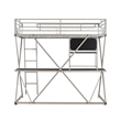 Pemberly Row Metal Twin Loft Bed with Desk in Pewter Finish