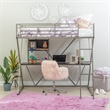 Pemberly Row Metal Twin Loft Bed with Desk in Pewter Finish