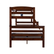 Pemberly Row Twin Over Full Wood Bunk Bed with Ladder in Espresso