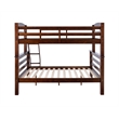 Pemberly Row Twin Over Full Wood Bunk Bed with Ladder in Espresso