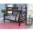 Pemberly Row Twin Over Full Wood Bunk Bed with Ladder in Espresso