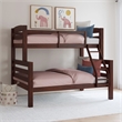 Pemberly Row Twin Over Full Wood Bunk Bed with Ladder in Espresso