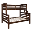 Pemberly Row Twin Over Full Wood Bunk Bed with Ladder in Espresso