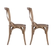 Pemberly Row Set of 2 X-Back Bentwood Dining Chairs in Gray Washed Wood