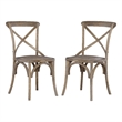 Pemberly Row Set of 2 X-Back Bentwood Dining Chairs in Gray Washed Wood