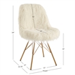 Pemberly Row Faux Fur Accent Chair with Gold Metal Legs in Cream