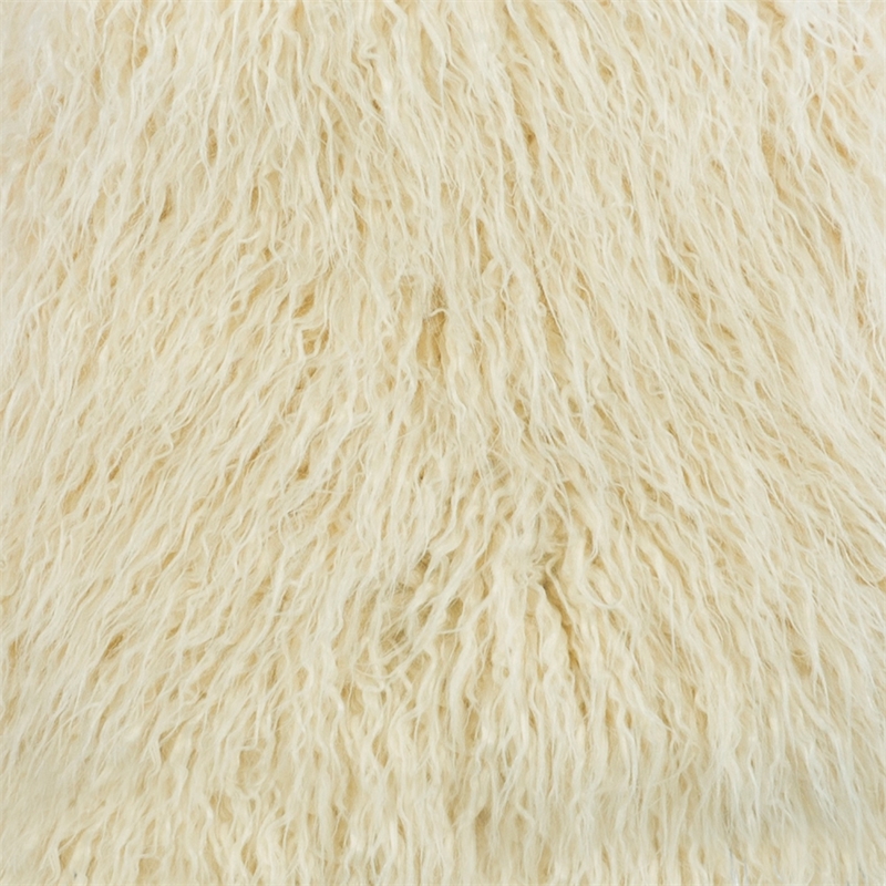 Pemberly Row Faux Fur Accent Chair with Gold Metal Legs in Cream
