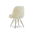 Pemberly Row Faux Fur Accent Chair with Gold Metal Legs in Cream