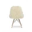 Pemberly Row Faux Fur Accent Chair with Gold Metal Legs in Cream