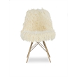 Pemberly Row Faux Fur Accent Chair with Gold Metal Legs in Cream