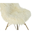 Pemberly Row Faux Fur Accent Chair with Gold Metal Legs in Cream