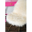 Pemberly Row Faux Fur Accent Chair with Gold Metal Legs in Cream