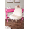 Pemberly Row Faux Fur Accent Chair with Gold Metal Legs in Cream