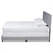 Pemberly Row King Size Gray Velvet Panel Bed with Tufted Headboard