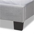 Pemberly Row King Size Gray Velvet Panel Bed with Tufted Headboard