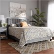 Pemberly Row King Size Gray Velvet Panel Bed with Tufted Headboard
