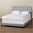 Pemberly Row King Size Gray Velvet Panel Bed with Tufted Headboard