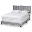 Pemberly Row King Size Gray Velvet Panel Bed with Tufted Headboard