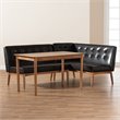 Pemberly Row Brown 3-Piece Dining Nook Set with Faux Leather Upholstery